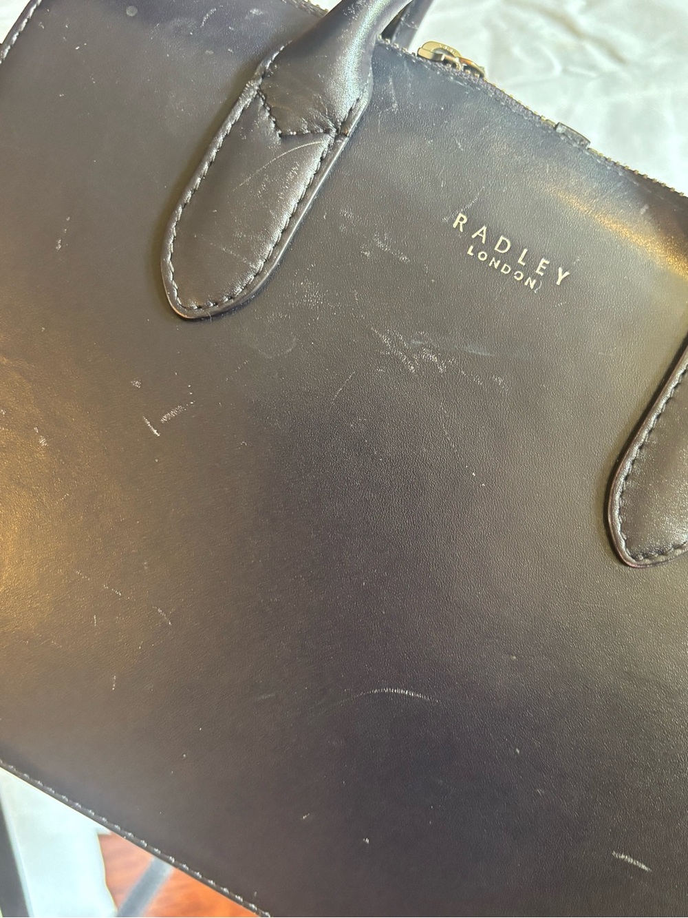 RADLEY LONDON Dark Blue Leather Satchel with Top Handles - Picture 2 of 4